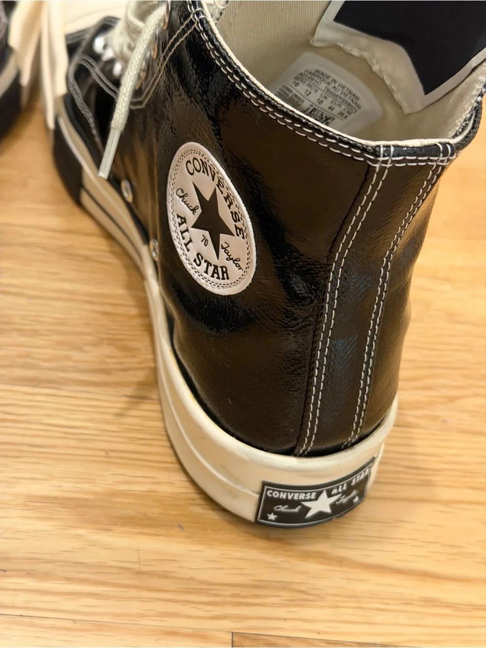 Converse x Rick Owens DRKSHDW Turbodrk Chuck 70 Black Lacquer high-top sneakers - Picture 6 of 8